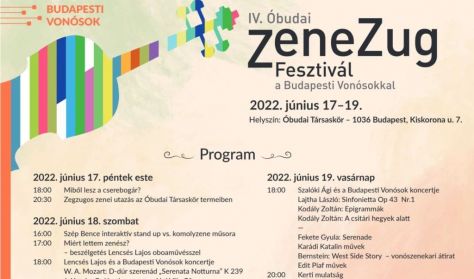 Óbudai ZeneZug Fesztivál - Budapesti Vonósok koncertje Szalóki Ágival 18 órától + kerti mulatság 20