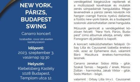 New York, Párizs, Budapest swing – Canarro koncert