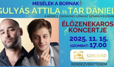 Mesélek a bornak- Tar Dániel és Gulyás Attila élőzenekaros koncertje Mesélek a bornak- Tar Dániel és Gulyás Attila élőzenekaros koncertje